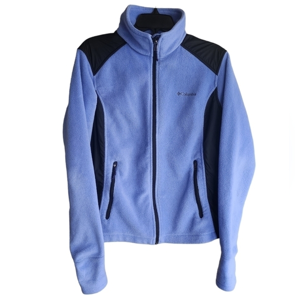 Columbia Young Women's Fleece Jacket Paradise Spring‎ Blue And Black - Picture 1 of 7